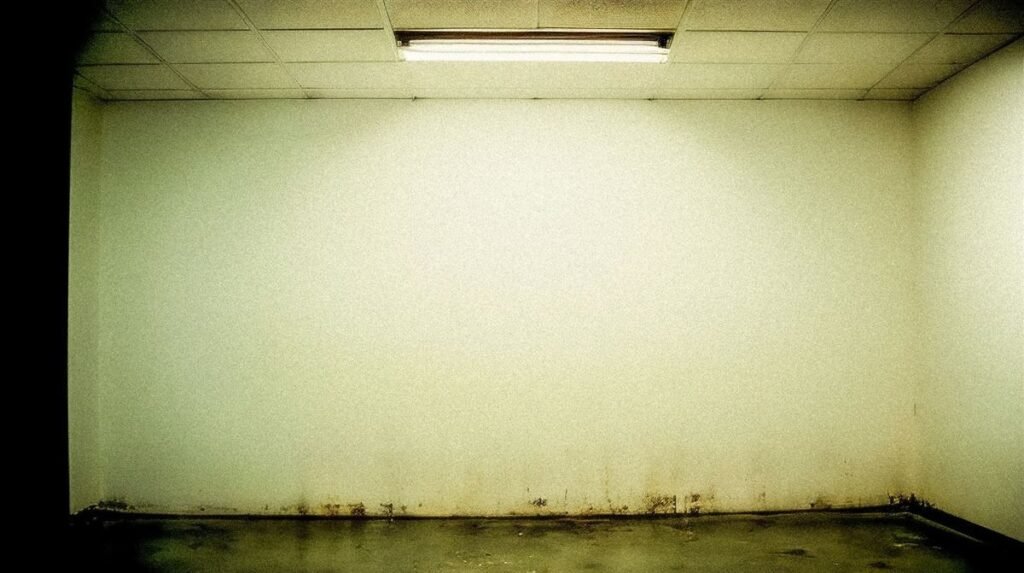 Damp basement wall with mold stains in a Cary home